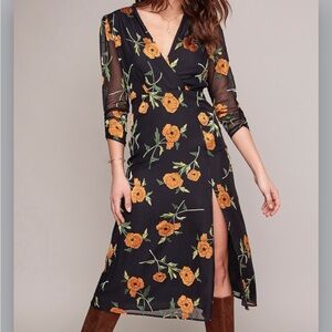 Astr the Label Black Dress with Orange Floral Design